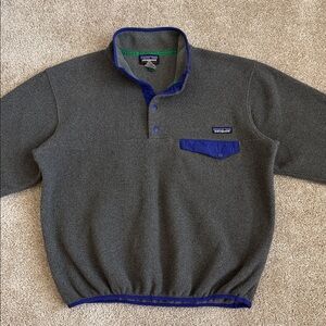 Patagonia Synchilla Grey Blue Snap T Fleece Pullover